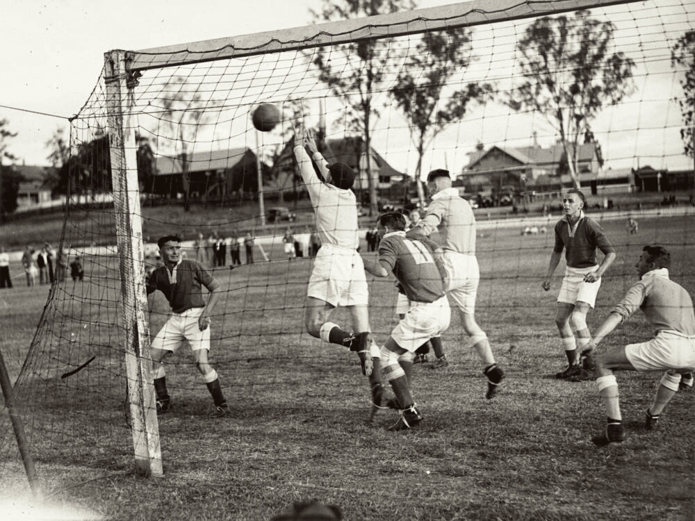 A shot on goal in football